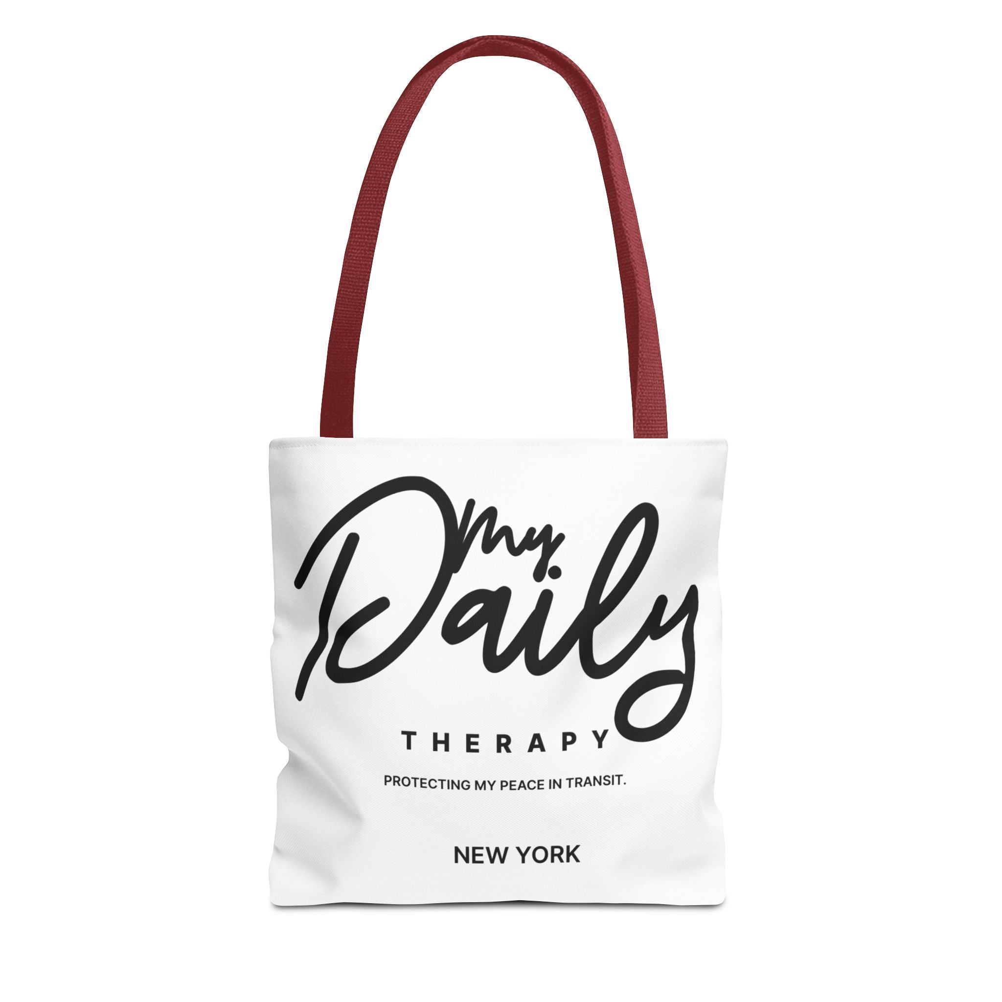 My Daily Therapy Tote Bag | New York script design, black white aesthetic