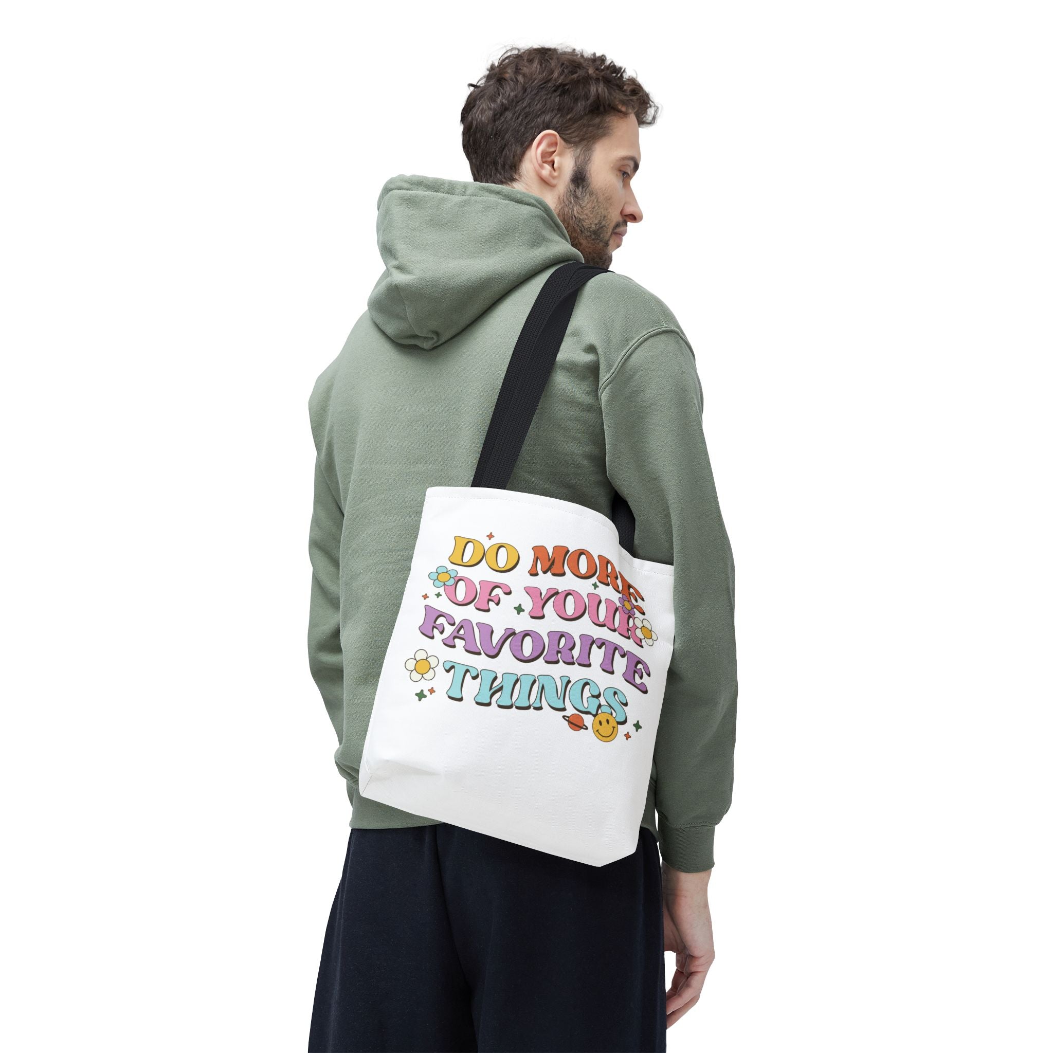 Do More Of Your Favorite Things Tote Bag | Retro Floral Positive Quote