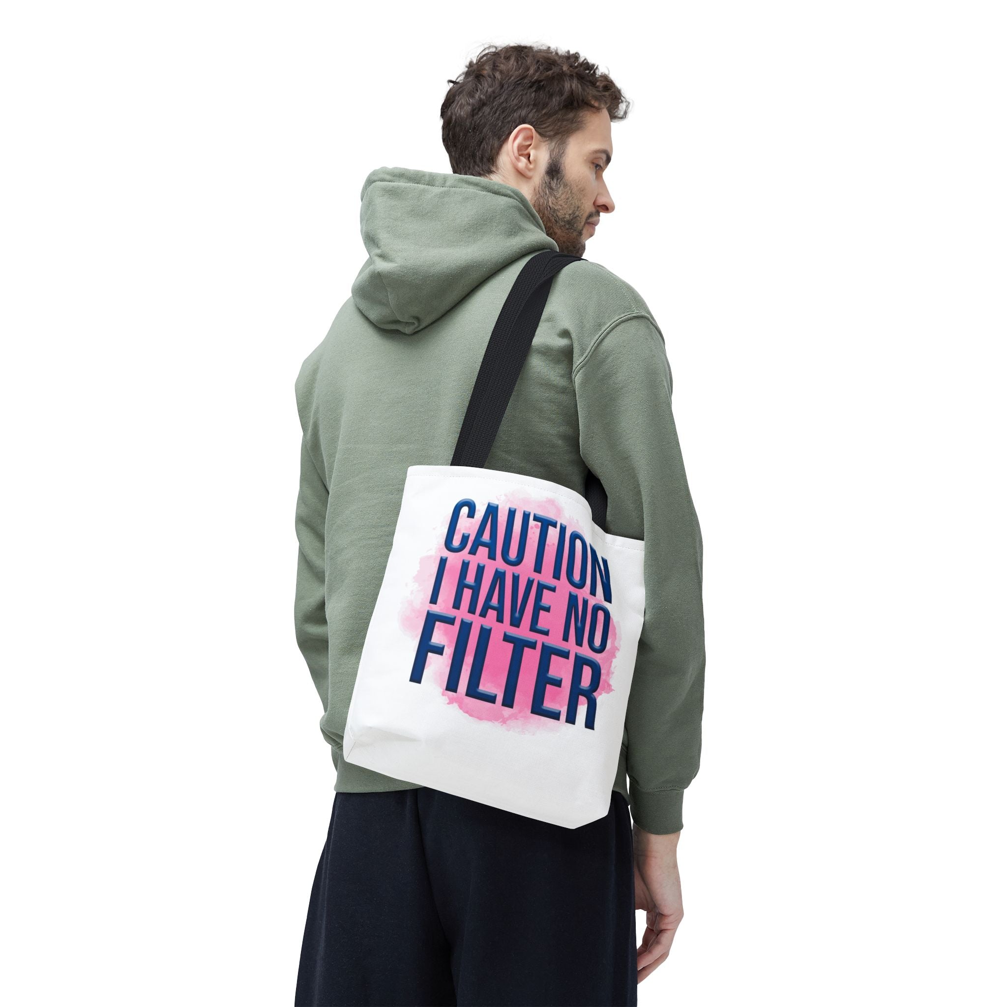 Caution I Have No Filter Tote Bag | Typographic Phrase Tote