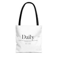 Daily typography tote bag | minimalist text canvas tote