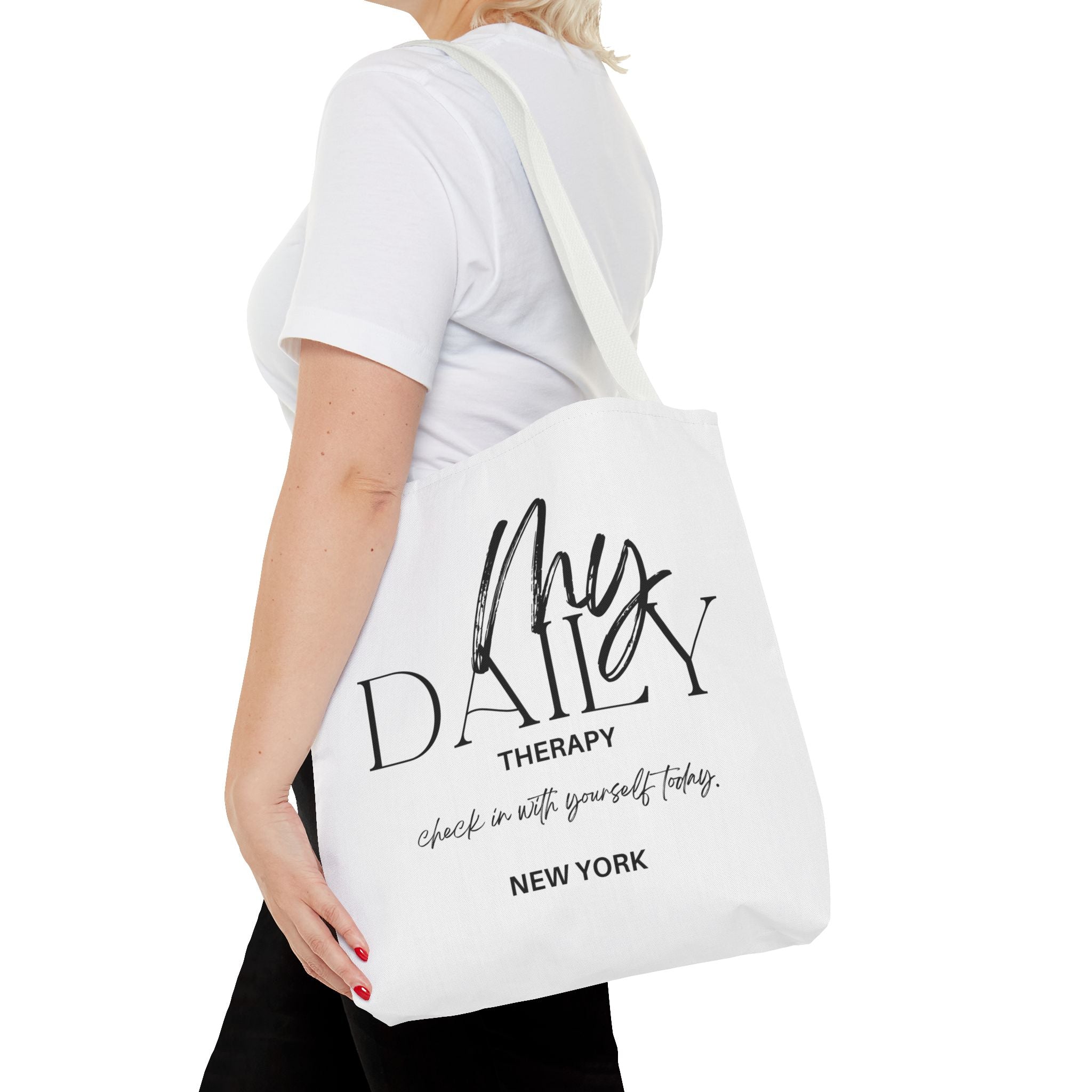 My Daily Therapy tote bag | motivational typography tote