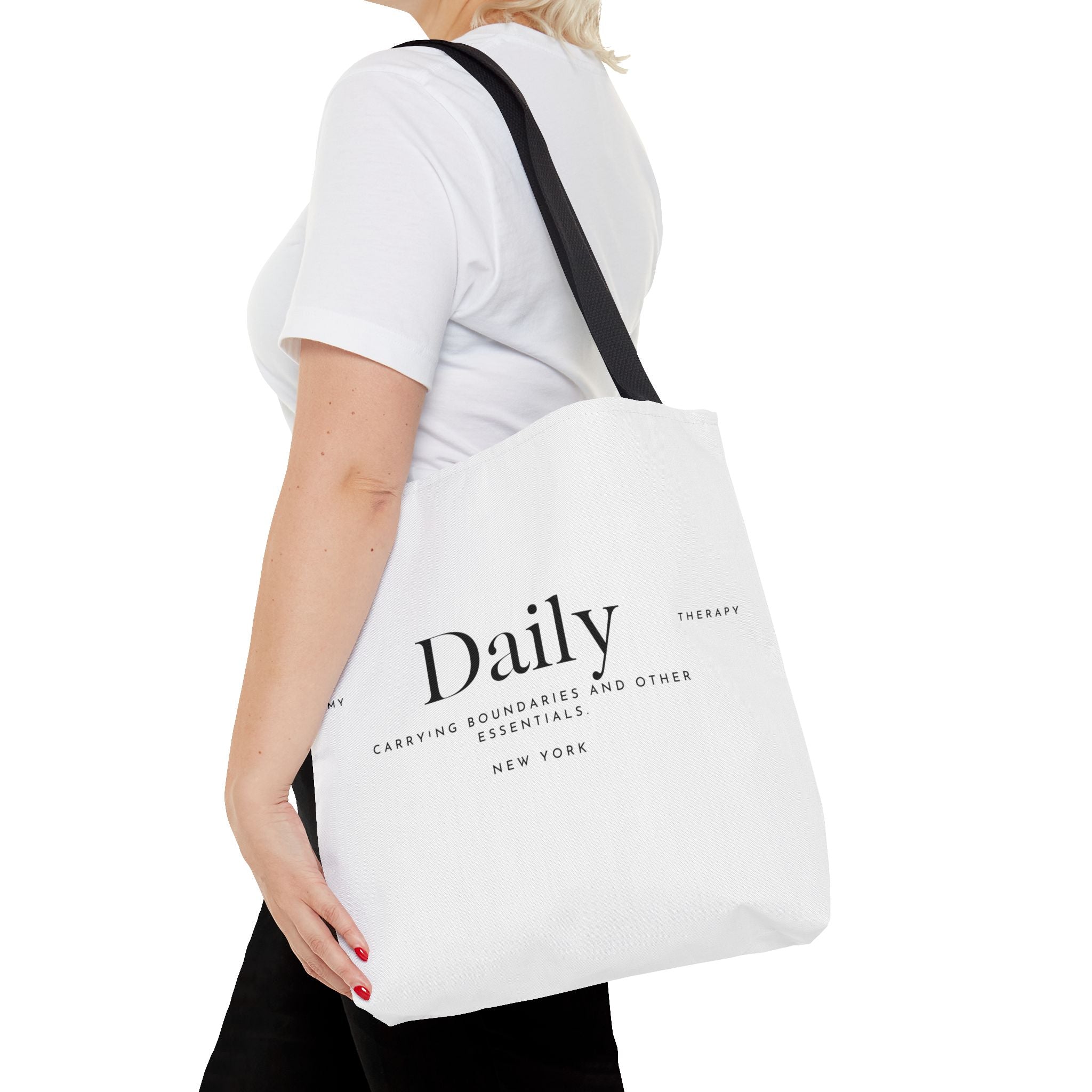 Daily typography tote bag | minimalist text canvas tote
