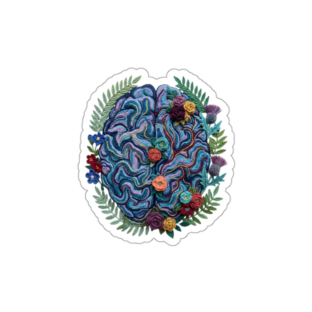 Floral Brain Die-Cut Sticker | Decorative Botanical Neuroscience Sticker