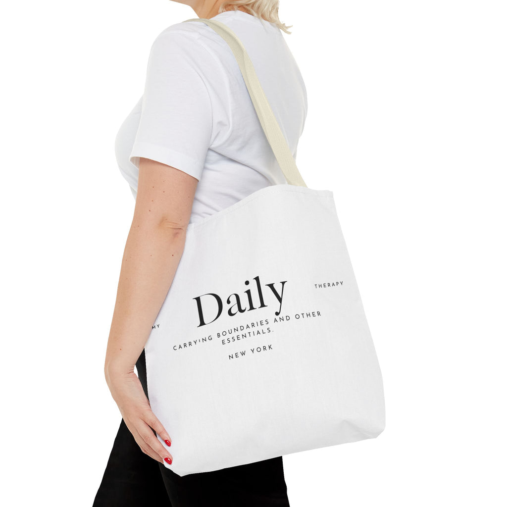 Daily typography tote bag | minimalist text canvas tote