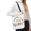Choose To Be Happy Daisies Design Tote Bag | Pastel Retro Typography