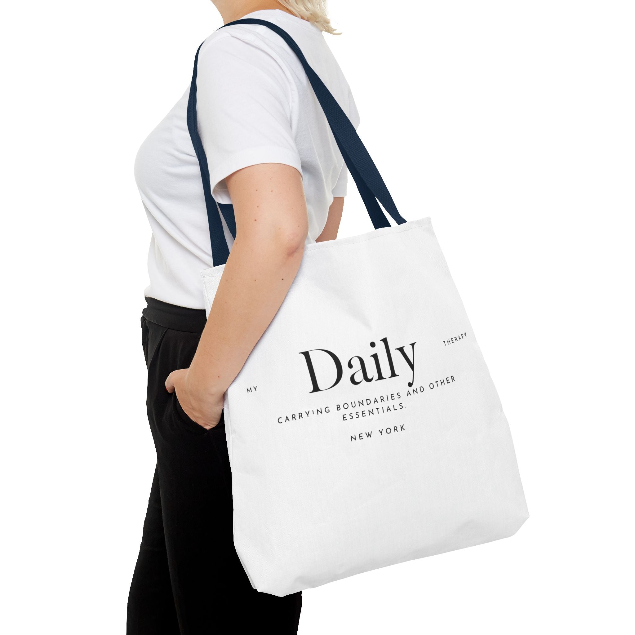 Daily typography tote bag | minimalist text canvas tote