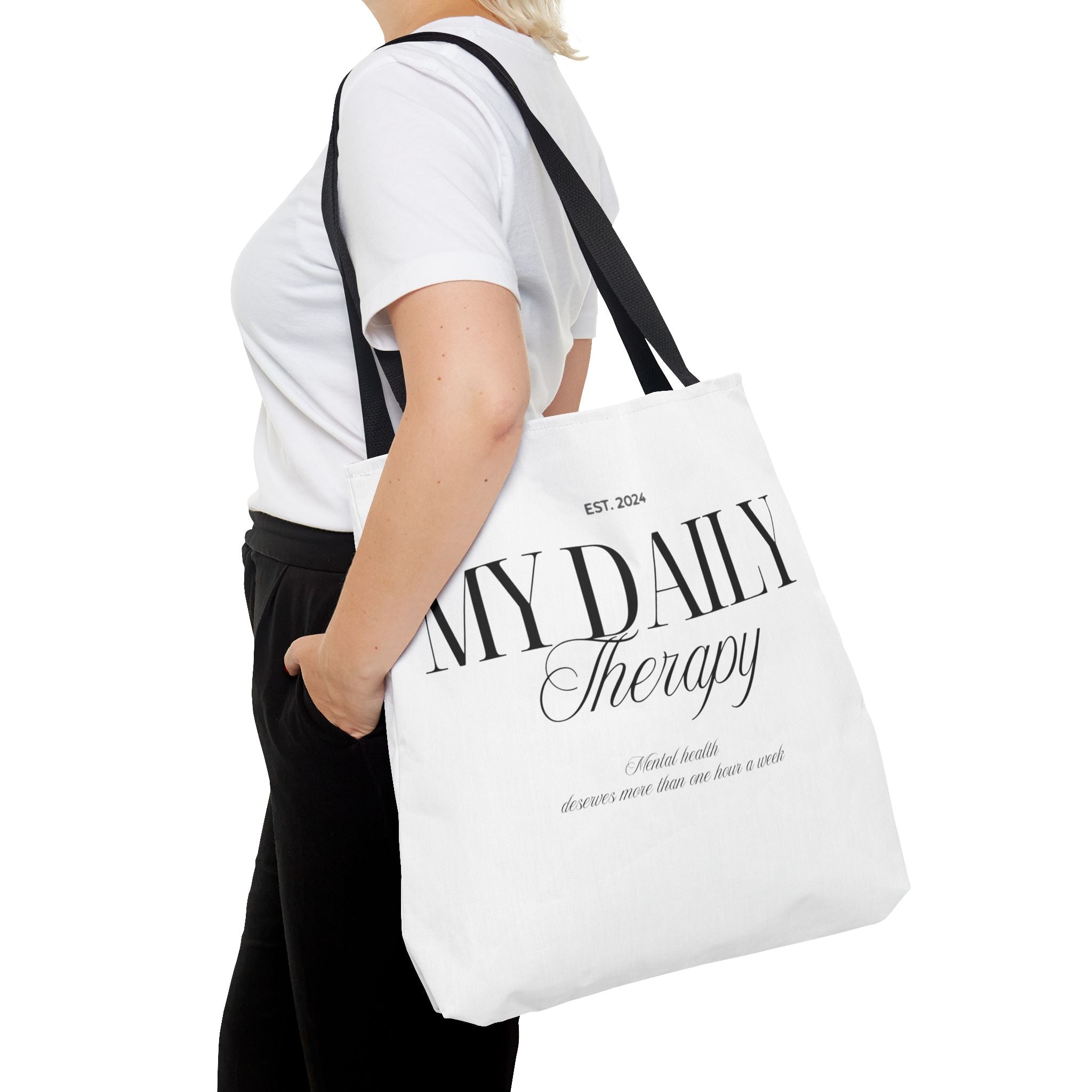 My Daily Therapy Tote Bag | Typography Wellness Design