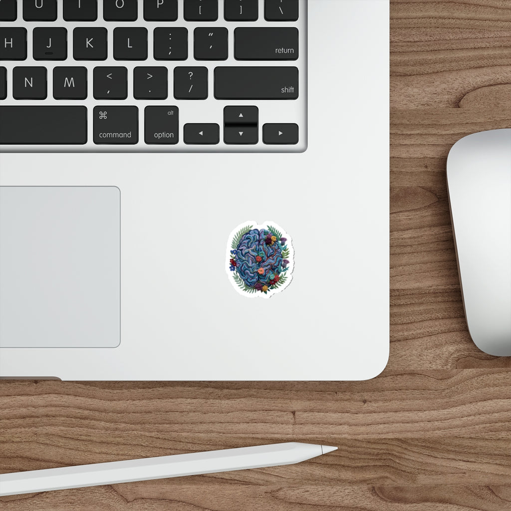 Floral Brain Die-Cut Sticker | Decorative Botanical Neuroscience Sticker