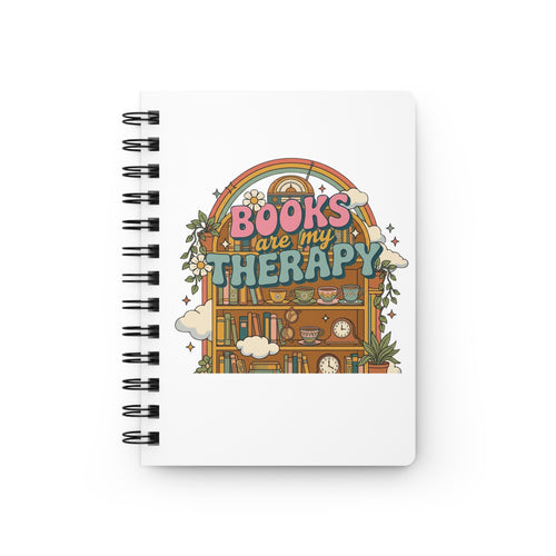 Books Are My Therapy Spiral Notebook | Reading Library Illustration Journal