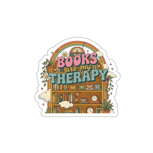 Books Are My Therapy Sticker | Die-cut Bookshelf Sticker, Reading Lover Decal