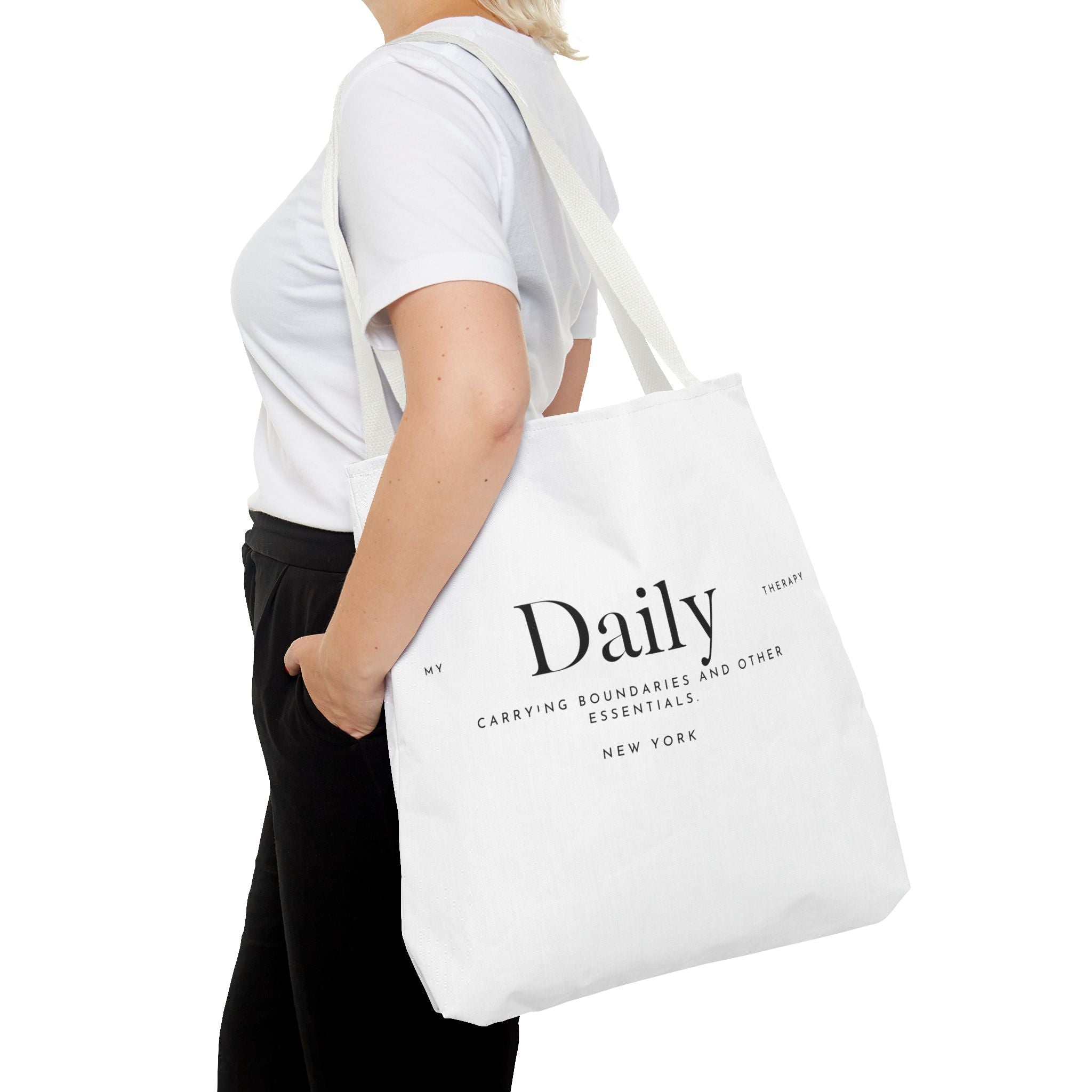 Daily typography tote bag | minimalist text canvas tote