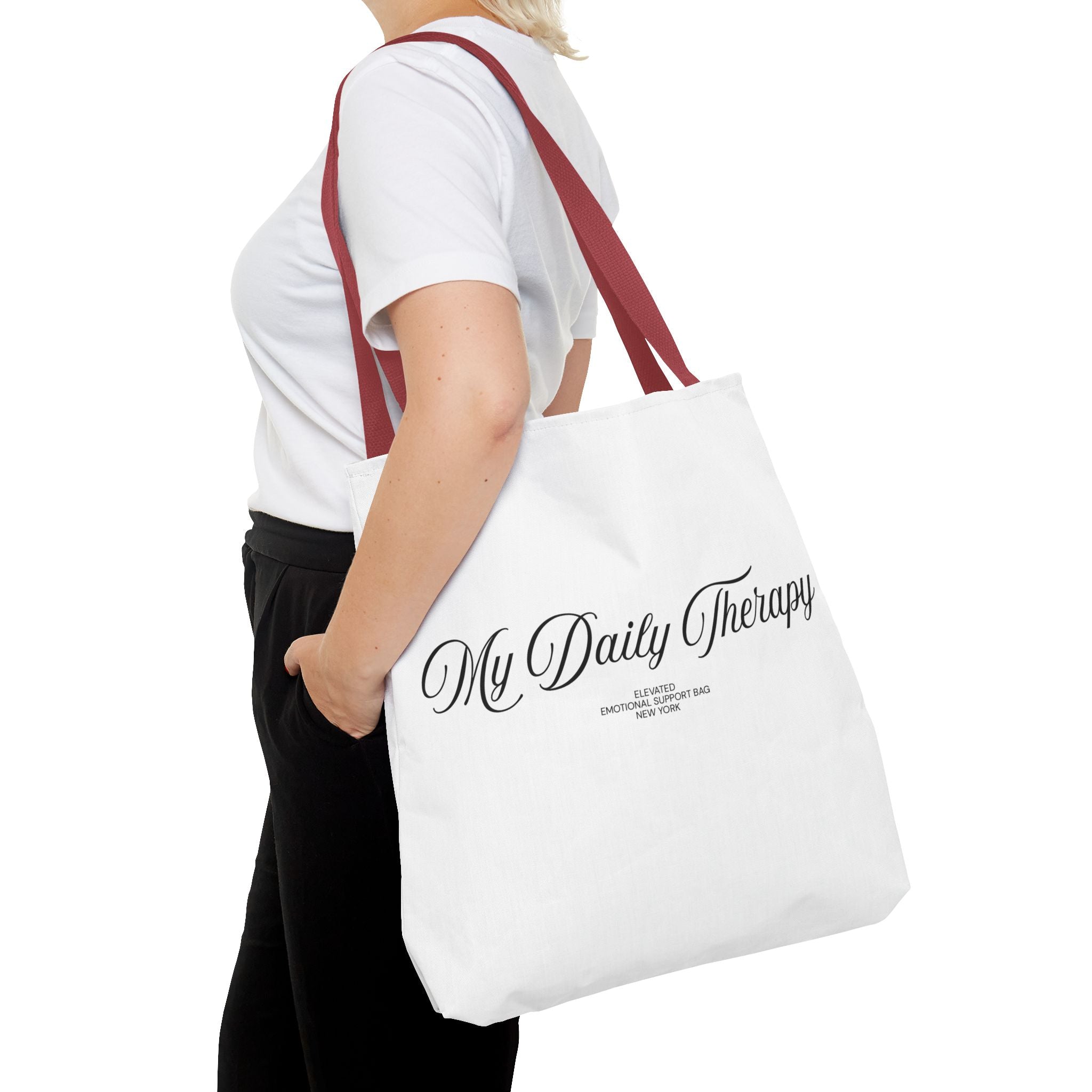 My Daily Therapy tote bag | Script text, minimalist everyday design