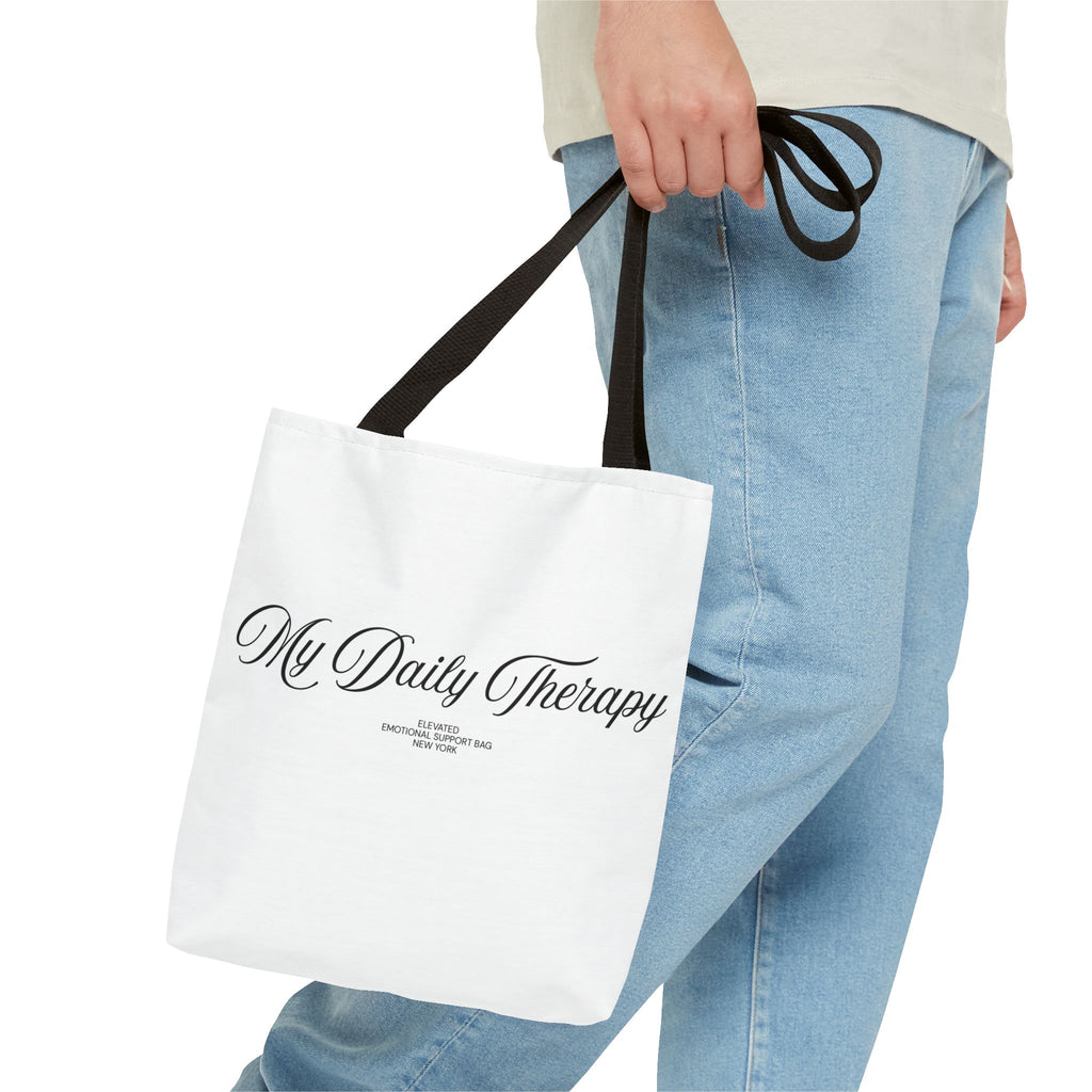 My Daily Therapy tote bag | Script text, minimalist everyday design