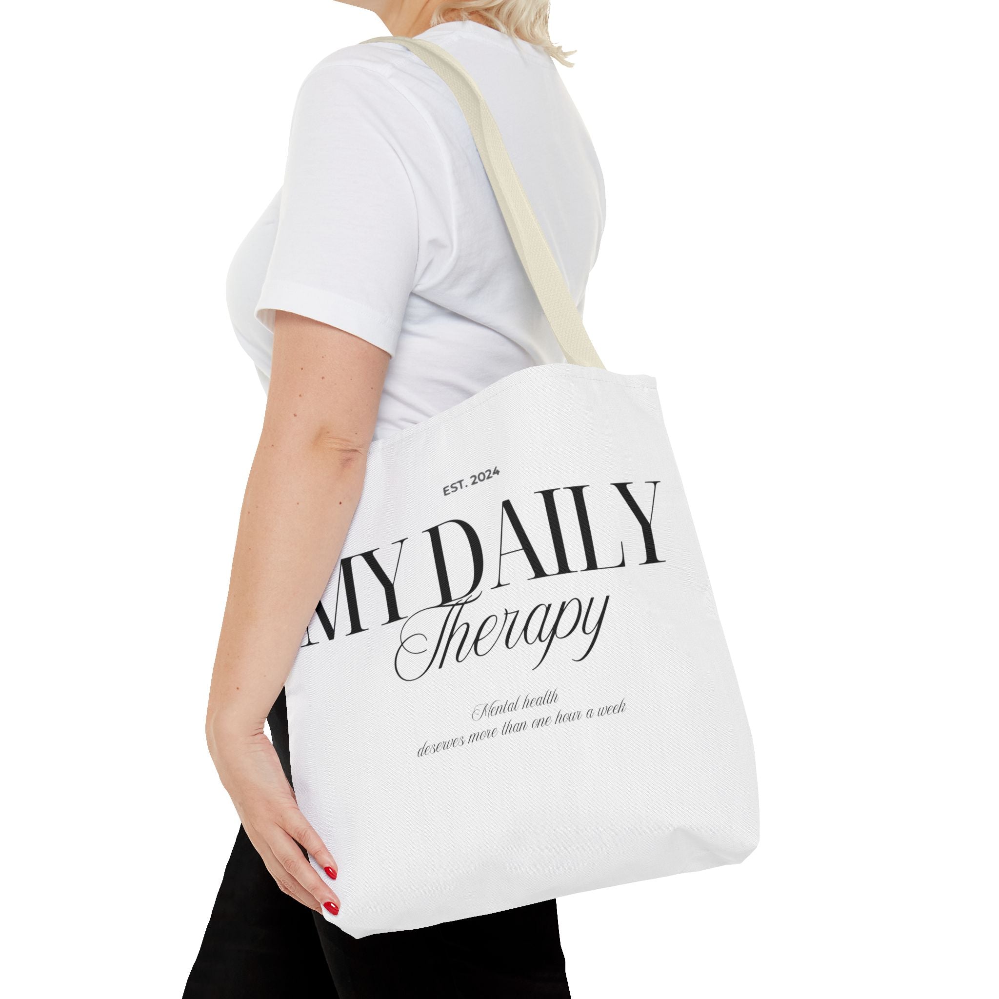 My Daily Therapy Tote Bag | Typography Wellness Design