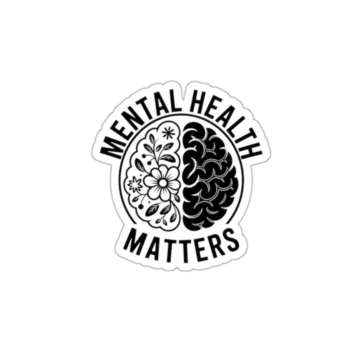Mental Health Matters Die-cut Sticker | Brain Floral Design