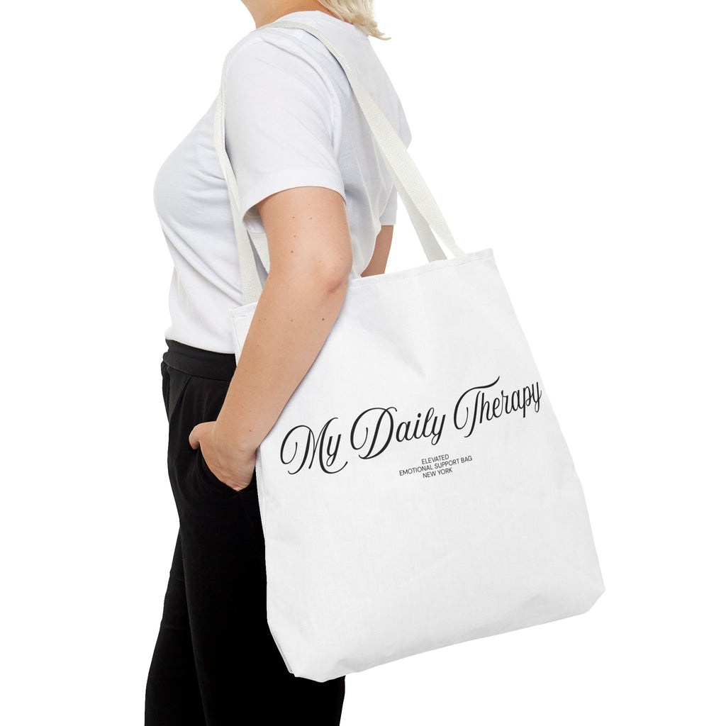 My Daily Therapy tote bag | Script text, minimalist everyday design
